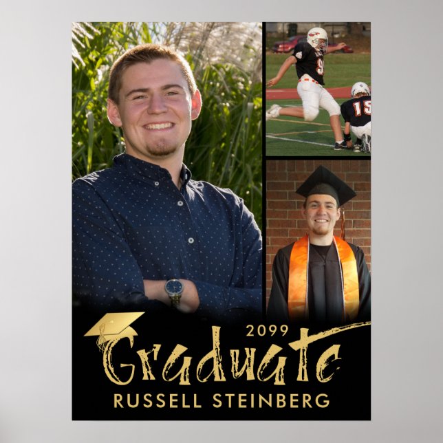 Student 3 Photos Guld-penseltypografi Poster (Framsidan)