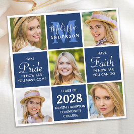 Student 5 Photo Monogram Navy Blue Studenten Meddelande