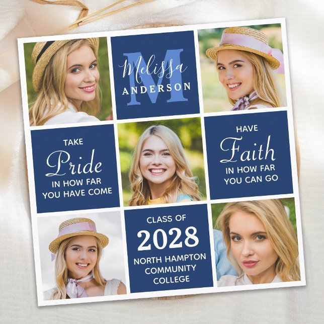 Student 5 Photo Monogram Navy Blue Studenten Meddelande (Skapare uppladdad)