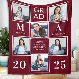 Student 6 Photo Collage Burgundy Studenten Fleecefilt