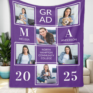 Student 6 Photo Collage Lila Studenten Fleecefilt