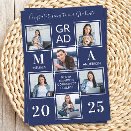 Student 6 Photo Personlig Navy Blue Studenten Meddelande