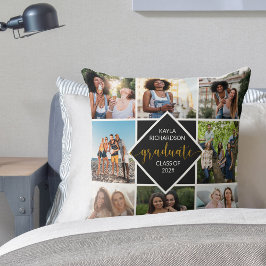 Student 8 Photo Collage Black och Guld Studenten Kudde