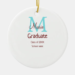 Student add namn monogram grönt rosa enkel minida julgransprydnad keramik