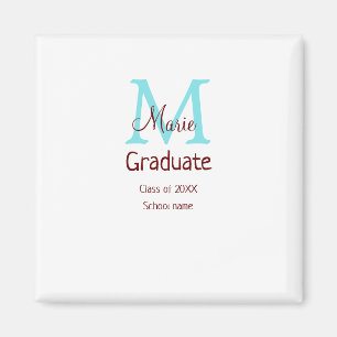 Student add namn monogram grönt rosa  enkel minida magnet
