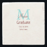 Student add namn monogram grönt rosa  enkel minida stenunderlägg<br><div class="desc">vacker design</div>