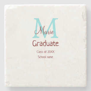 Student add namn monogram grönt rosa  enkel minida stenunderlägg