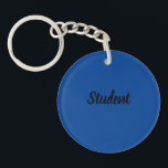 Student Anpassningsbar text namn akryl Keychain<br><div class="desc">Student-text,  namn akrylisk nyckelkedja,  storlek deep Blue Background Shape Circle (enkelsidig) Nice-utseende akrylisk nyckelkedja</div>