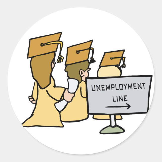 Student Arbetslöshet Humor Runt Klistermärke (Framsida)
