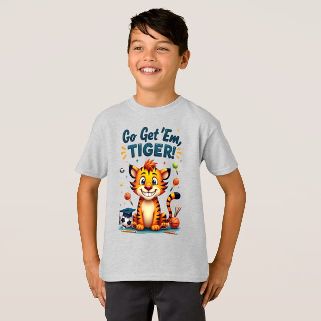 Student Athlete Tiger T Shirt (Hel framsida)