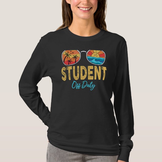 Student av tullsolglasögon Lycklig förra Scho-dage T Shirt (Framsida)