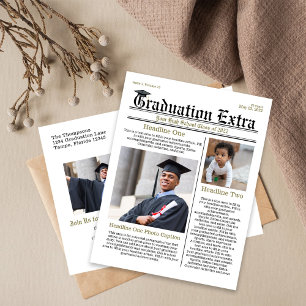 Student Black and White Modern Newspaper Vykort
