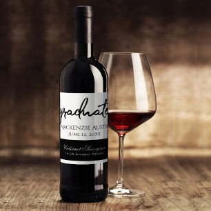 Student Black Script   Klassiskt nyckelnamn med år Vinflaska Etikett