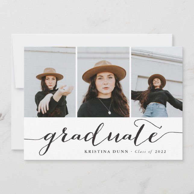 Student Black Script Photo Collage | Studenten Inbjudningar (Framsida)