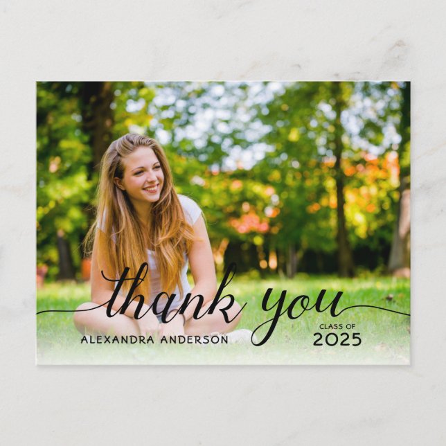 Student Black Script Photo Studenten Tack Vykort (Framsida)