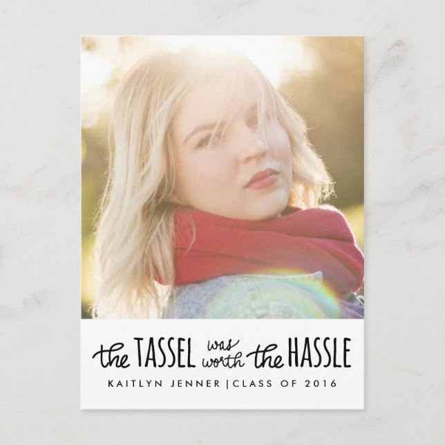 Student Black Typography | Spara datumfotot Meddelande Vykort (Framsida)