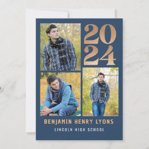 Student Blue Class of 2024 Printable Inbjudningar