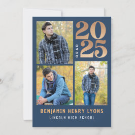 Student Blue Class of 2025 Printable Inbjudningar