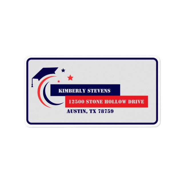 Student Blue Red White Studenten Adressetikett (Framsidan)