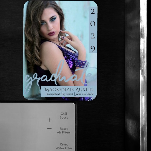 Student Blue Script | Coola Penselfotot - keepsak Magnet (Skapare uppladdad)