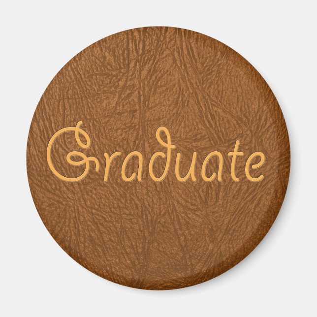 Student Brown Cowhide Leather Struktur look Magnet (Framsidan)
