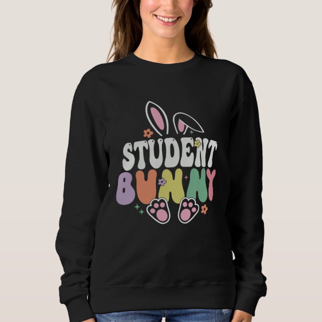 Student Bunny  Easter Day Rabbit Groovy Family Mat T Shirt (Framsida)