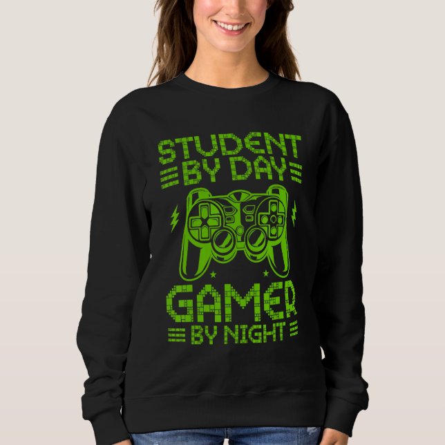 Student By Day Gamer By Night Funny Video Games fo T Shirt (Framsida)