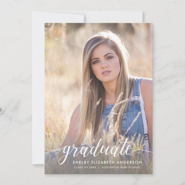 Student Calligrafi | 2 FotoStudentfest Inbjudningar (Framsida)