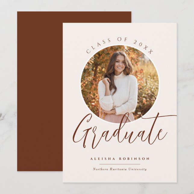 Student Calligraphy College Photo Studenten Inbjudningar (Fram/baksida)