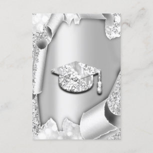 Student CAP Bachelorette 3d Glitter Silver Grått Inbjudningar