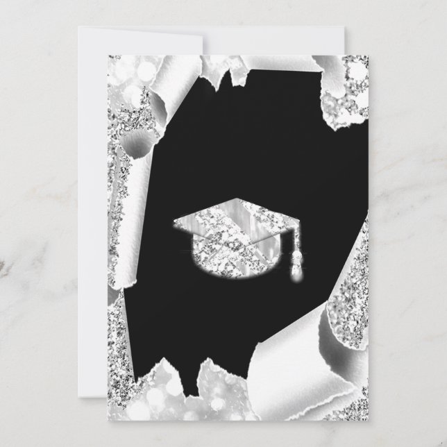 Student CAP Bachelorette Party Black Grått Inbjudningar (Baksida)
