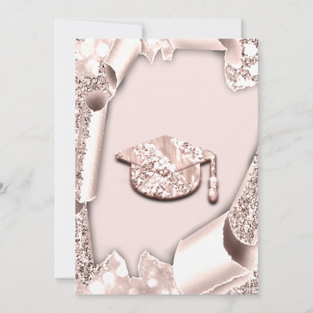 Student CAP Bachelorette Party Ro Rosa 3D Inbjudningar (Baksida)