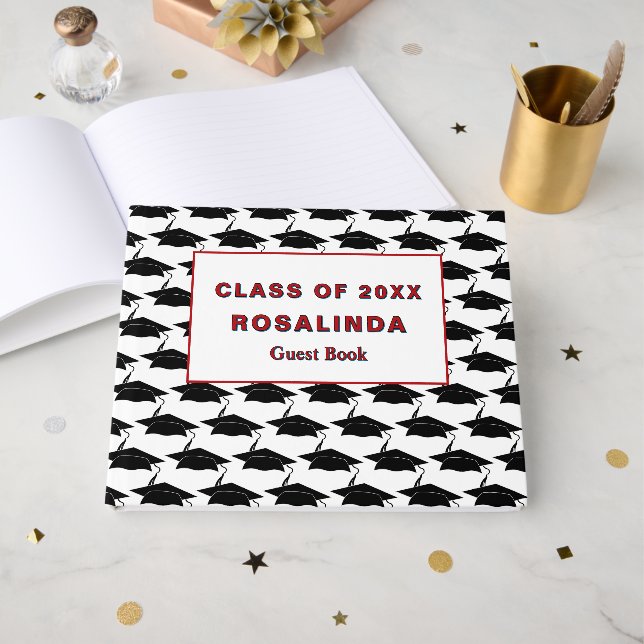 Student Cap Studenten Senior Class Anpassningsbar Gästböcker (Framsida Öppen)