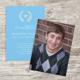 Student Carolina Blue Photo Template Simple Inbjudningar
