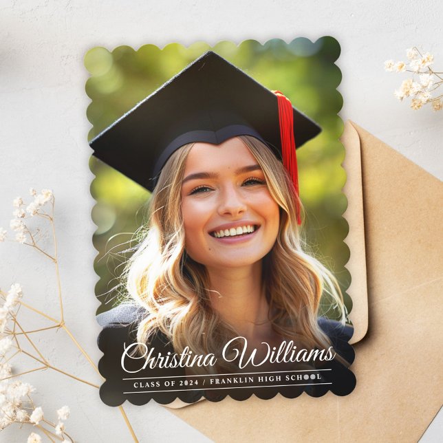 Student Chic Modern Photo High School Studenten Meddelande (Graduate Chic Modern Photo High School Graduation Announcement)