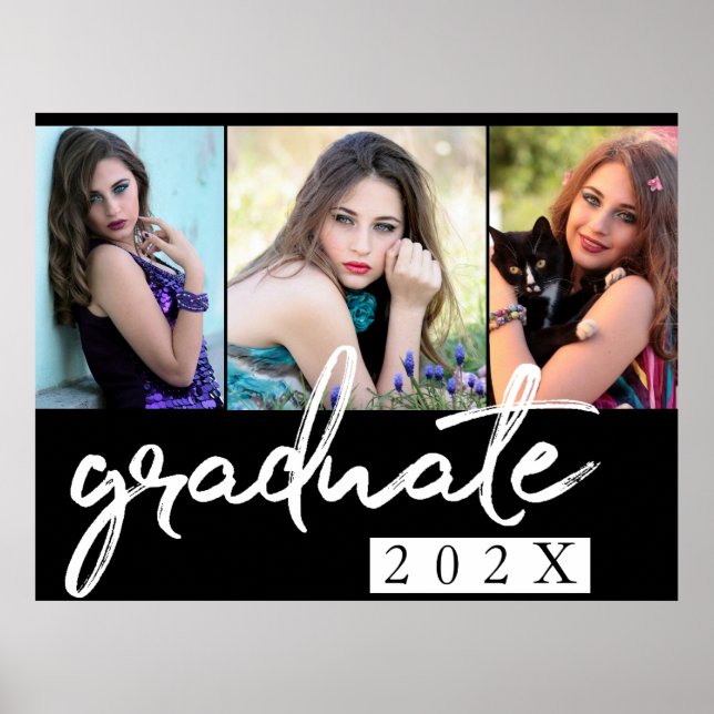 Student Chic Script | Enkel 3 fotoKeepie Poster (Framsidan)