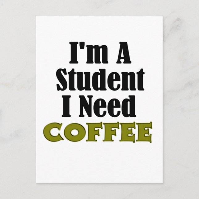 Student Coffee Funny Vykort (Framsida)