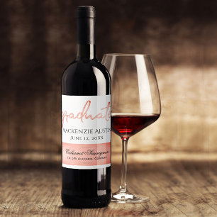 Student Coral Script   Handbrev med år Vinflaska Etikett