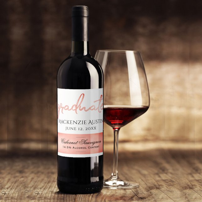 Student Coral Script | Handbrev med år Vinflaska Etikett (Skapare uppladdad)