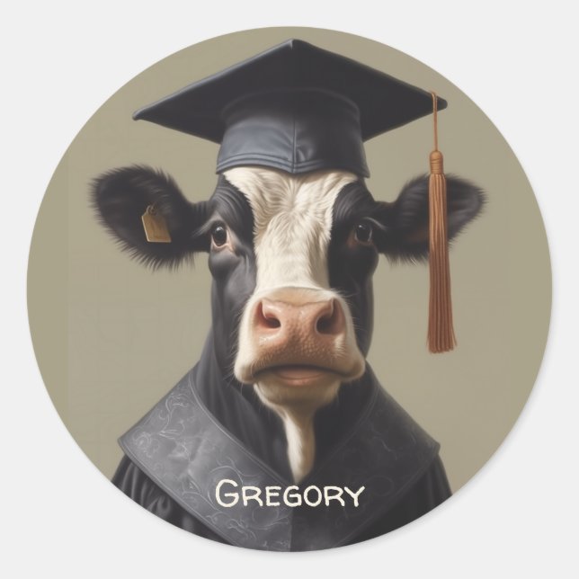 Student Cow Runt Klistermärke (Framsida)