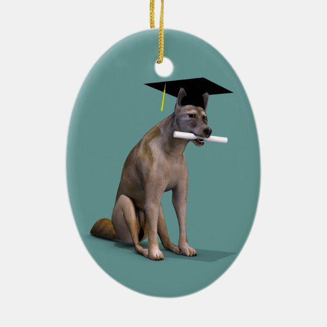 Student Coyote Julgransprydnad Keramik (Baksidan)