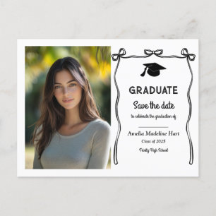 Student Cute Bows Girly Spara datumfotot Vykort
