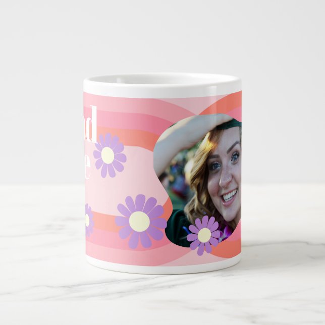Student Daisy Photo Peach Jumbo Mugg (Framsidan)
