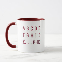 Student Degree Alphabet Burgundy Typography PHD Mugg
