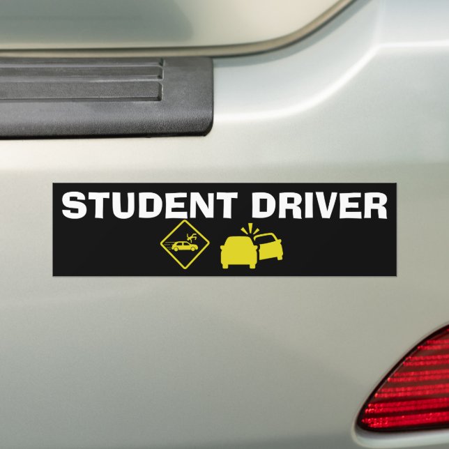STUDENT DRIVER - CRASH GULT BILDEKAL (På Bil)