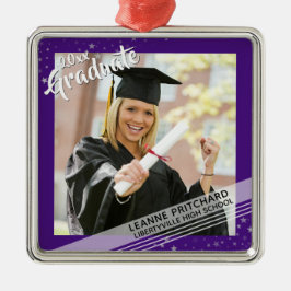 Student, Editable Lila Gräns, Photo Julgransprydnad Metall