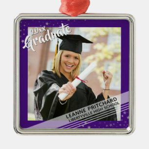 Student, Editable Lila Gräns, Photo Julgransprydnad Metall