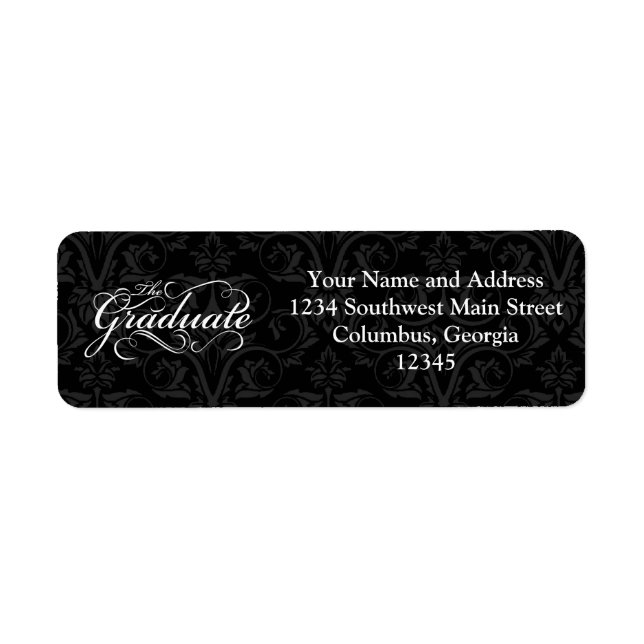 Student, Elegant Black Returadress Etikett (Framsidan)