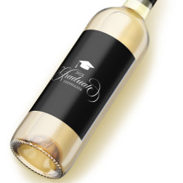 Student Elegant, vit skripttyp Vinflaska Etikett