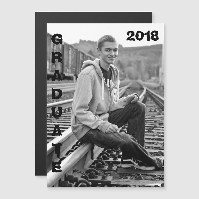 Student & Examen Magnetisk Inbjudningskort (Fram/baksida)